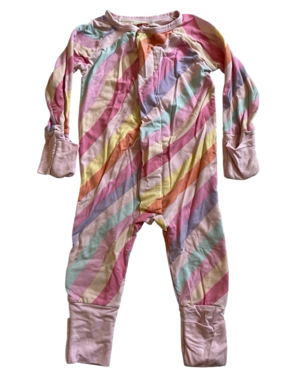 Magnetic Me Pastel Rainbow Stripe One-Piece Footie - Pink Multicolor